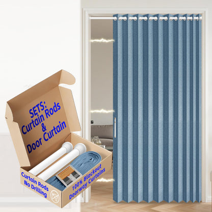 AJAZZ Blackout Accordion Door Magnetic Door Curtain Folding Closet Doors Curtain Invisible for Bedroom Room Living Room Doorway, Grey 42" W x 78" L, 1 Panel