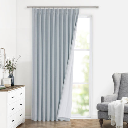 Vision Home Natural Pinch Pleated Full Blackout Curtains Linen Blended Room Darkening Window Curtains 95 inch for Living Room Bedroom Thermal Insulated Pinch Pleat Drapes with Hooks 2 Panel 40"Wx95"L