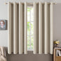 MIULEE 100% Blackout Linen Curtains for Bedroom 52x90 Inches Natural Beige