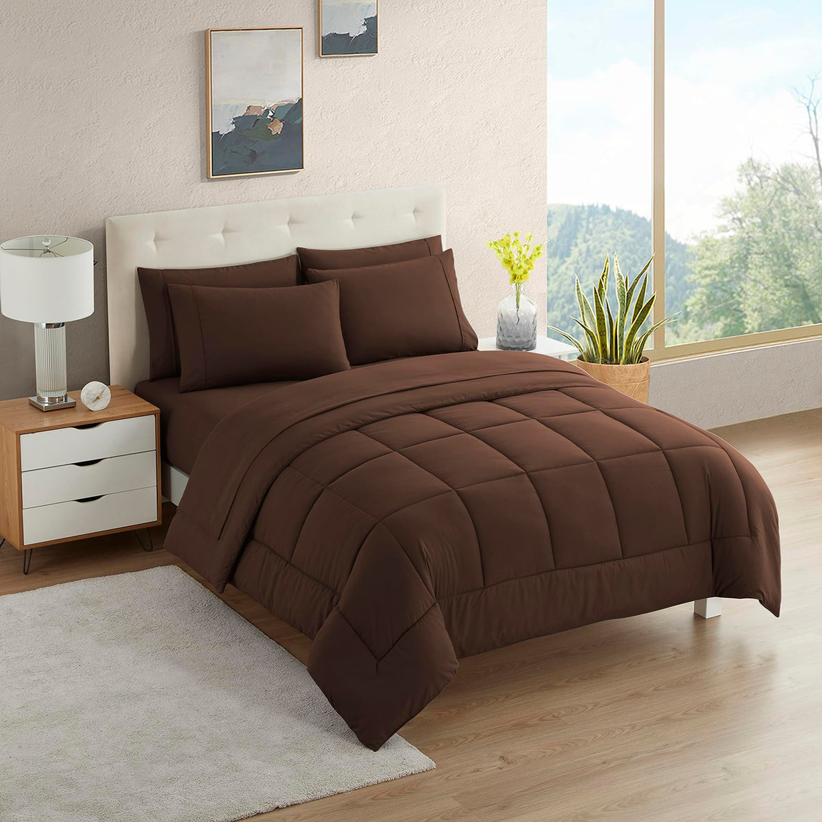 Full Size Comforter Set with Sheets - 7-Piece Bedding Collection - 1 Comforter, 1 Fitted Sheet, 1 Flat, 4 Pillowcases - Deep Pocket - Soft & Breathable Premium Quality - Ideal for All Seasons, Gray
