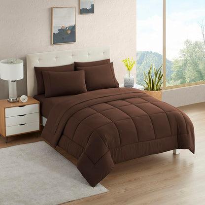 Full Size Comforter Set with Sheets - 7-Piece Bedding Collection - 1 Comforter, 1 Fitted Sheet, 1 Flat, 4 Pillowcases - Deep Pocket - Soft & Breathable Premium Quality - Ideal for All Seasons, Gray