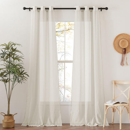 NICETOWN Semi Sheer Linen Ivory Curtains for Bedroom, W52xL84, 2 Panels
