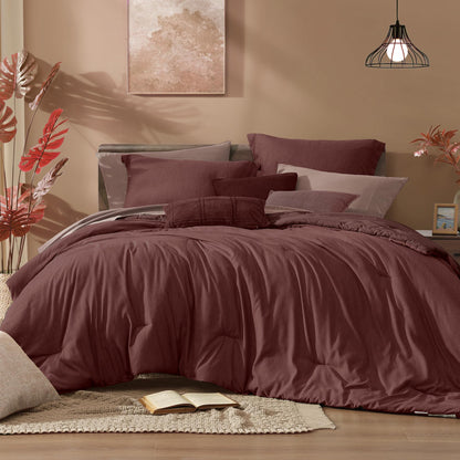 Monbix Queen Comforter Set 7 Pieces Cationic Green Bed in a Bag