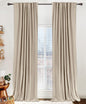 Linen Total Blackout Curtains for Bedroom Living Room 84 Inch, Cream
