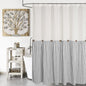 DOSLY IDÉES Farmhouse Shower Curtain,Beige and Gray Stripe,Button Curtain,Linen and Cotton Woven Fabric,Rustic Charm Country Chic Style,72x72 in