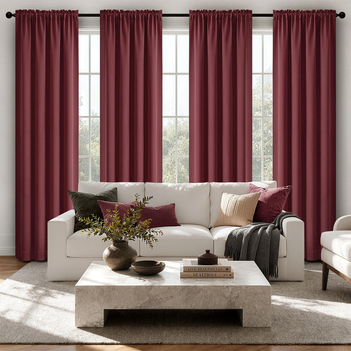 MIULEE Black Blackout Curtains 63 Inch Length for Bedroom Set of 4 Panels