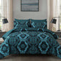 WONGS BEDDING Black Comforter Set Queen Size, Gold Damask Texture 7 Pieces Bed in a Bag Microfiber Comforter Bedding Sets -1 Comforter, 1 Flat Sheet, 1 Fitted Sheet, 2 Pillow Shams, 2 Pillowcases