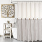 DOSLY IDÉES Farmhouse Shower Curtain,Beige and Gray Stripe,Button Curtain,Linen and Cotton Woven Fabric,Rustic Charm Country Chic Style,72x72 in