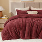 BEDELITE Fleece Full Comforter Set, Fluffy Bed Set, Cream White