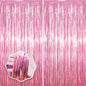 Voircoloria Laser Pink Foil Fringe Backdrop Curtains,3.3x6.6ft, 2 Pack
