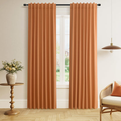 Guken Cream Linen Blackout Curtains 84 Inch Length 2 Panels Set for Living Room Bedroom Back Tab Thermal Insulated 100% Black Out Drapes Room Darkening Window Curtain Ivory Natural Beige