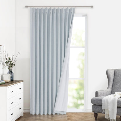 Vision Home Natural Pinch Pleated Full Blackout Curtains Linen Blended Room Darkening Window Curtains 95 inch for Living Room Bedroom Thermal Insulated Pinch Pleat Drapes with Hooks 2 Panel 40"Wx95"L