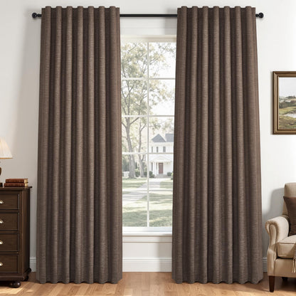 Topfinel Cream Linen Blackout Curtains 84 Inch Long for Bedroom Living Room, Ivory Pinch Pleat Back Tab Full Blackout Drapes Farmhouse Boho Curtains for Window, White Neutral Curtains 52" X 84" 7 FT