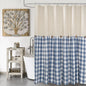 DOSLY IDÉES Farmhouse Shower Curtain,Beige and Gray Stripe,Button Curtain,Linen and Cotton Woven Fabric,Rustic Charm Country Chic Style,72x72 in