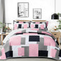 Tyrot 3 Piece Black Grey Quilt Full/Queen Size Black White Gray Bedding Set