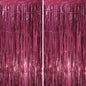 Voircoloria Laser Pink Foil Fringe Backdrop Curtains,3.3x6.6ft, 2 Pack