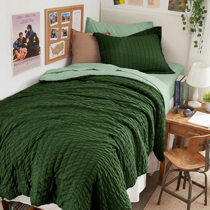 Full Comforter Set - 7PCS Bed in a Bag, Seersucker Bedding Set, Dark Grey