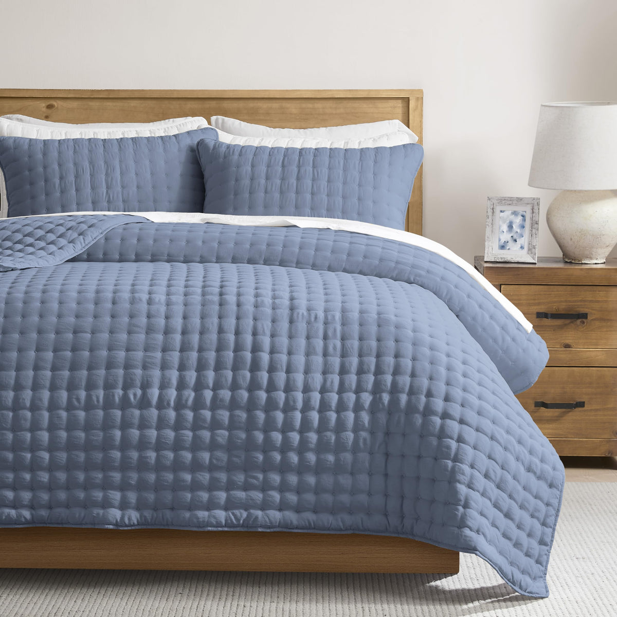 WDCOZY Cloud Soft Quilt Set, King Size, Light Beige, 3 Pieces 104x90 inches