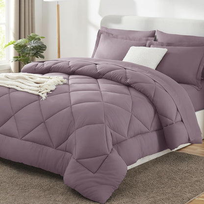 CozyLux Full Comforter Set 82"x86" Dark Grey - 7 Piece Bed in a Bag