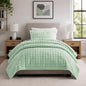 RECYCO Channel Box Stitch Velvet Quilt Set, King Size, Beige
