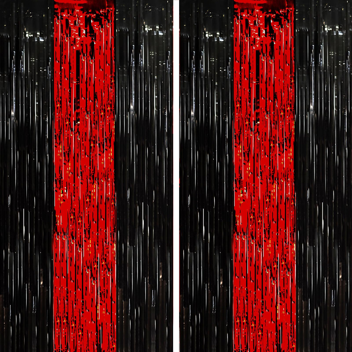 Voircoloria Laser Pink Foil Fringe Backdrop Curtains,3.3x6.6ft, 2 Pack