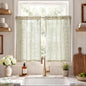 jinchan Linen Striped Tier Curtains for Kitchen Windows Green 26 x 24 inch