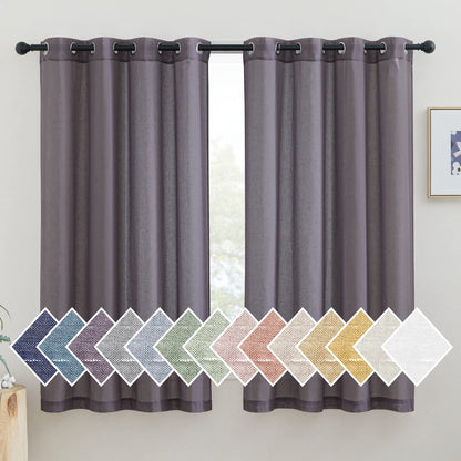 NICETOWN Semi Sheer Linen Ivory Curtains for Bedroom, W52xL84, 2 Panels