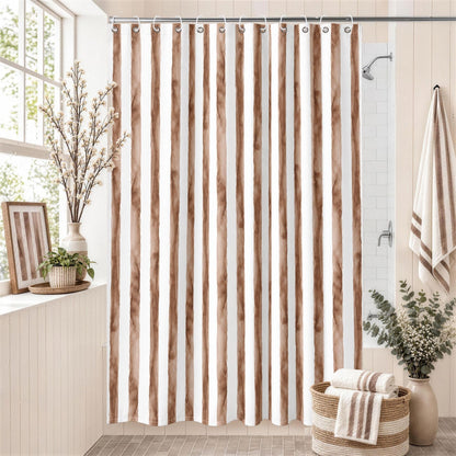 Rustic Brown Striped Shower Curtain Abstract Ombre Vintage Modern Masculine
