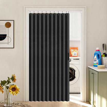 Vatge Closet Door Curtain Room Divider Drapes, Pleated Folding Style Curtains for Doorways Curtain for Bedroom Without Door,1 Panel with Tieback, W39 x L78, Black