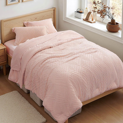 Zzlpp Queen Comforter Set 7 Piece, Beige Bed in a Bag Queen Bedding Sets