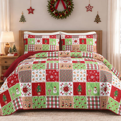 Mybedsoul Boho Quilts Queen Size, Patchwork Floral Bedding Set, Blue