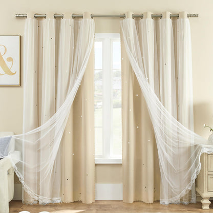 XiDi Blackout Curtains for Girls Bedroom Decor Pink Kids Rainbow Curtains