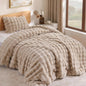 YIKUSH Queen Faux Fur Soft Comforter Set, Fluffy Linen Rabbit Fur Comforter