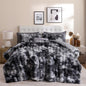 YIKUSH Queen Faux Fur Soft Comforter Set, Fluffy Linen Rabbit Fur Comforter