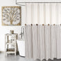 DOSLY IDÉES Farmhouse Shower Curtain,Beige and Gray Stripe,Button Curtain,Linen and Cotton Woven Fabric,Rustic Charm Country Chic Style,72x72 in
