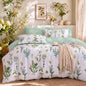 MUXHOMO Duvet Cover King Size, 3-Piece Floral Grey-Blue Bedding Set