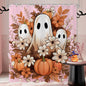 Halloween Shower Curtain, Black and White Funny Ghosts Icons Spooky Cute Halloween Bathroom Curtain Waterproof Fabric Machine Washable with Hooks, 72" Wx72 L