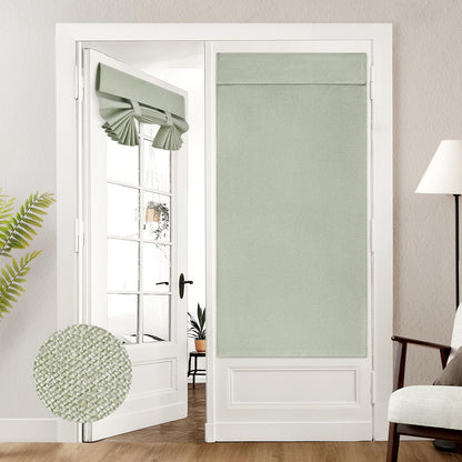 HOMEIDEAS 100% Blackout Linen Door Curtains for French Door 26x68 Inch