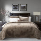 RECYCO Channel Box Stitch Velvet Quilt Set, King Size, Beige