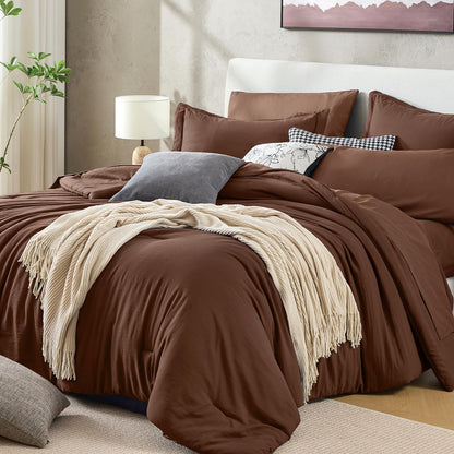 Sasttie Navy Blue Queen Comforter Set 7-Piece, Pre-Washed Bed in a Bag