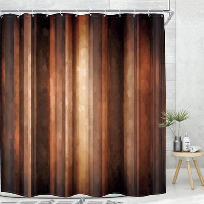Rustic Brown Striped Shower Curtain Abstract Ombre Vintage Modern Masculine