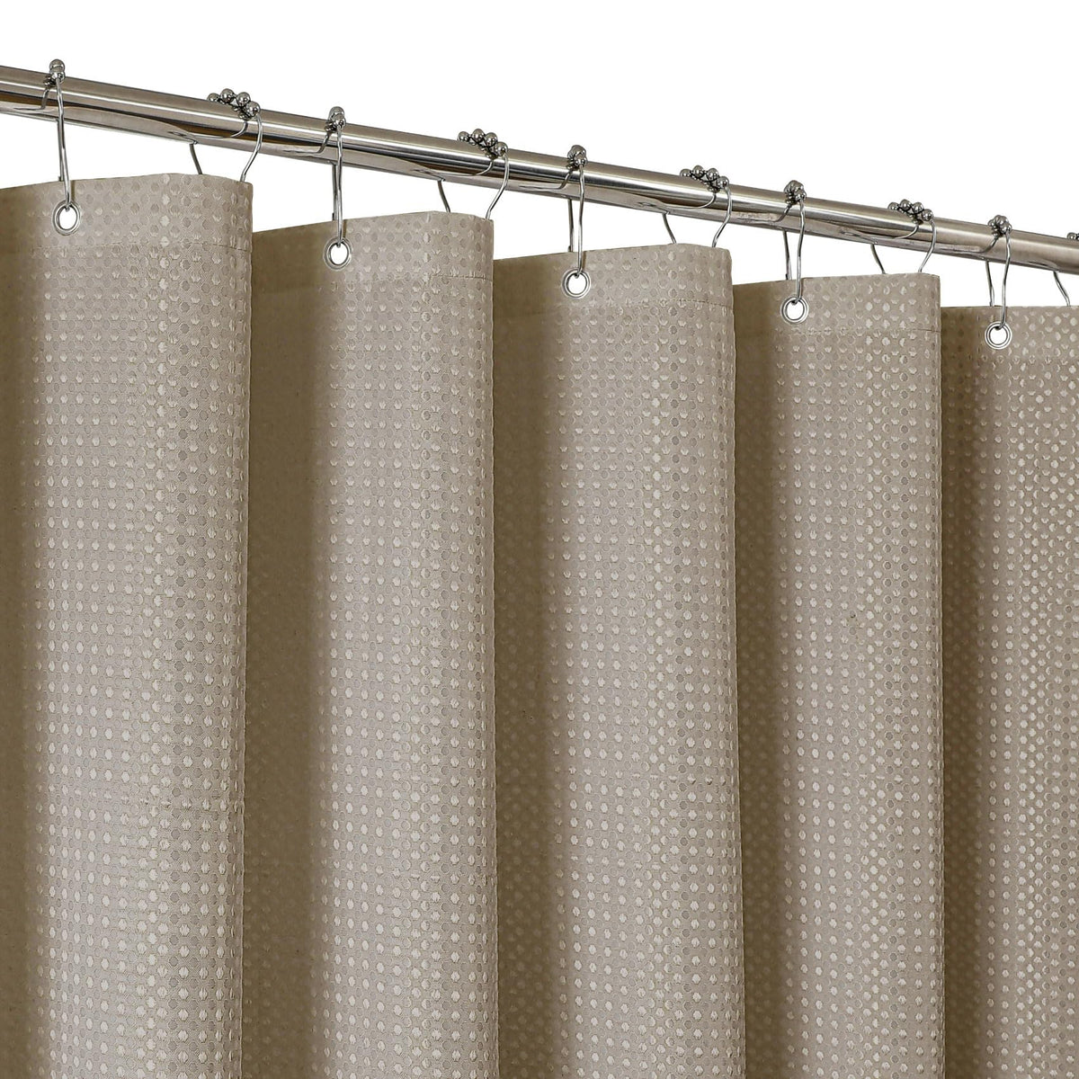 2-in-1 Waterproof Fabric Shower Curtain - No Separate Liner Needed, Hotel-Style Waffle Weave, Effortless Cleaning & Washable Bathroom Shower Curtain Set,72Wx72H,White