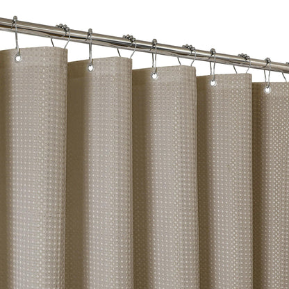 2-in-1 Waterproof Fabric Shower Curtain - No Separate Liner Needed, Hotel-Style Waffle Weave, Effortless Cleaning & Washable Bathroom Shower Curtain Set,72Wx72H,White