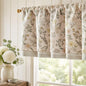 jinchan Linen Valance Curtain Farmhouse 16 Inch 1 Panel Blue on Beige