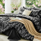 MUXHOMO Queen Comforter Set, 7-Piece Floral Bed in a Bag, Sage Green