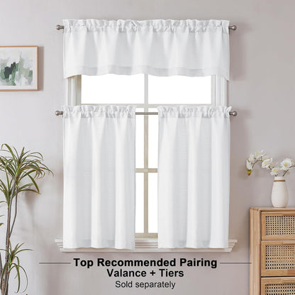Chyhomenyc 2 Panels White Kitchen Curtains 36 Inch Length Tier Curtain