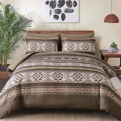 Anibedding Brown Full Size Comforter Set, 7 Pieces Boho Western Bedding Set