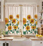 Miss Adola 36 Inch Length Kitchen Tier Curtains Pumpkin Leaf Cafe Curtains
