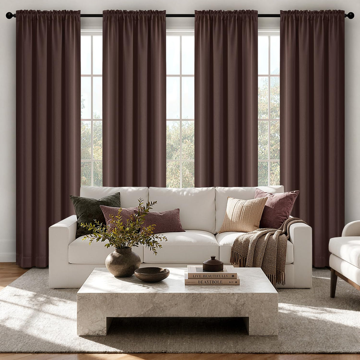 MIULEE Black Blackout Curtains 63 Inch Length for Bedroom Set of 4 Panels
