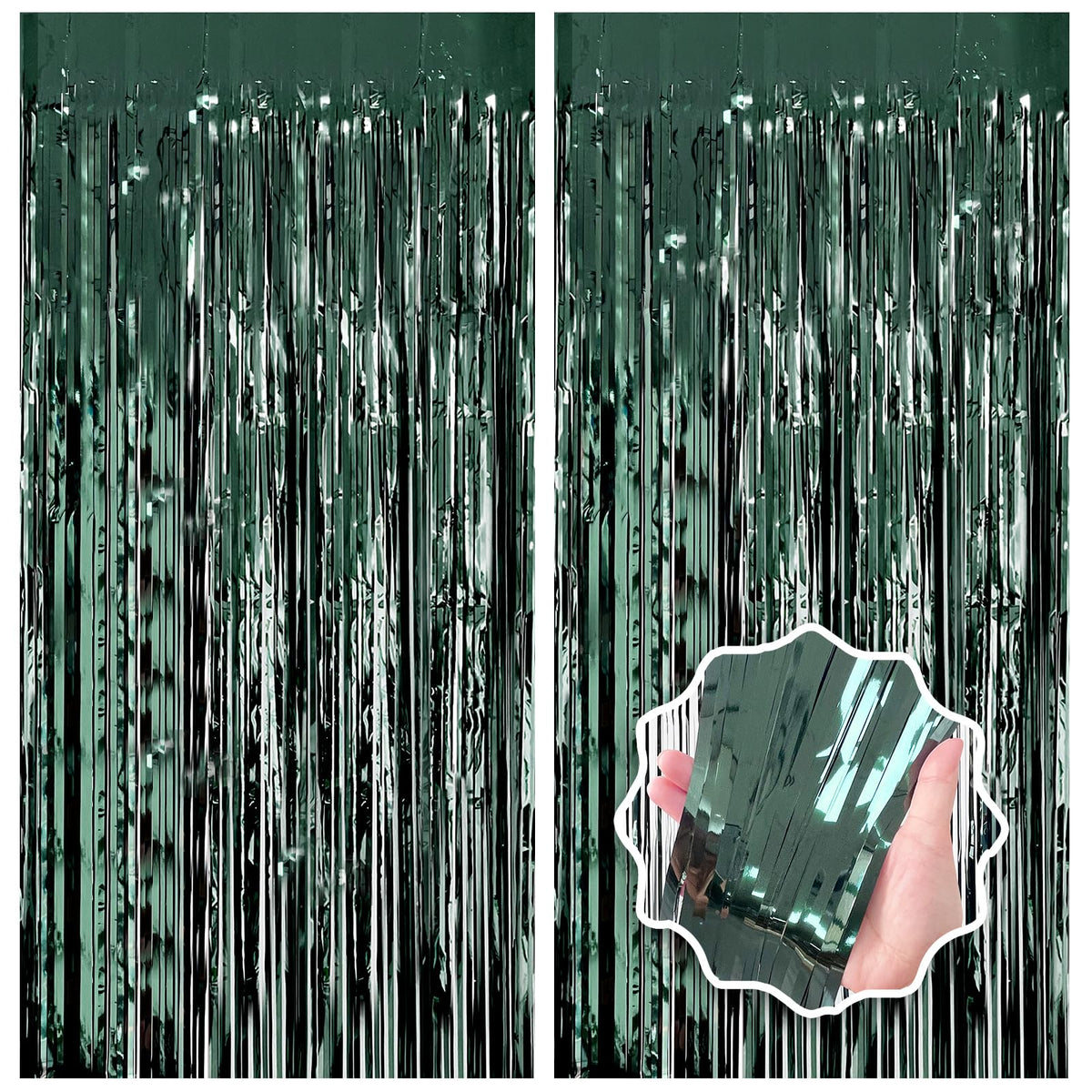 2 Pack Foil Curtain Backdrop Curtains Silver Tinsel Door Streamers Birthday Party Decorations Photo Backdrop Props for Party Graduation Wedding Bachelorette Christmas Baby Shower